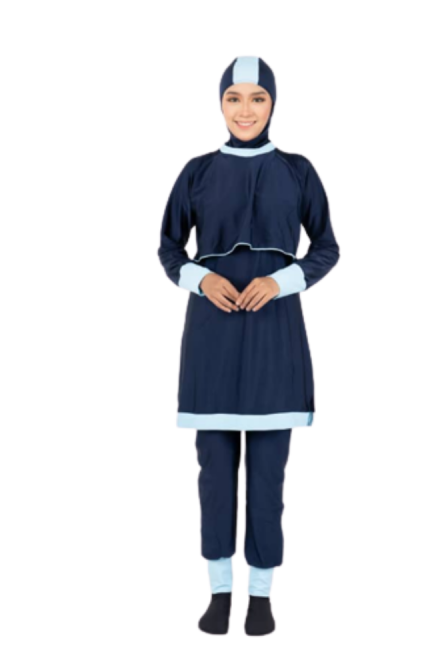 Baju Renang Muslimah - BA 04 ( Plain Light Blue)